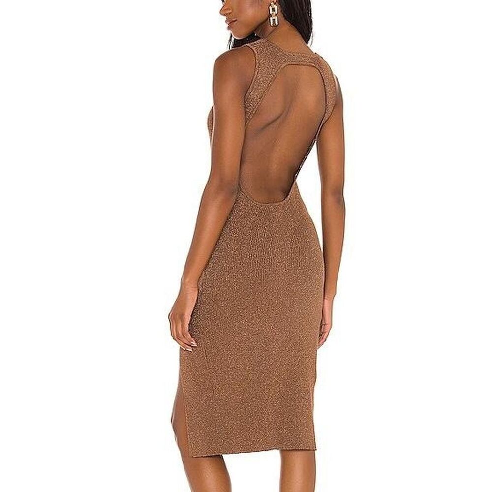 Superdown Women's Brown Metallic Midi Dress